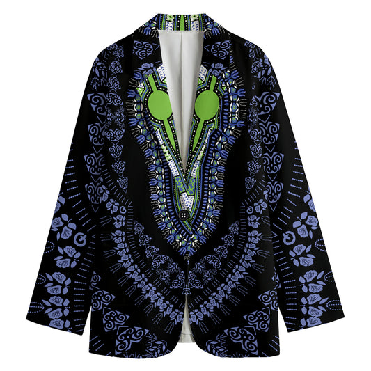 Blue And Black African Dashiki Print Women's Blazer