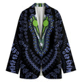 Blue And Black African Dashiki Print Women's Cotton Blazer