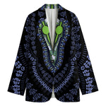 Blue And Black African Dashiki Print Women's Cotton Blazer