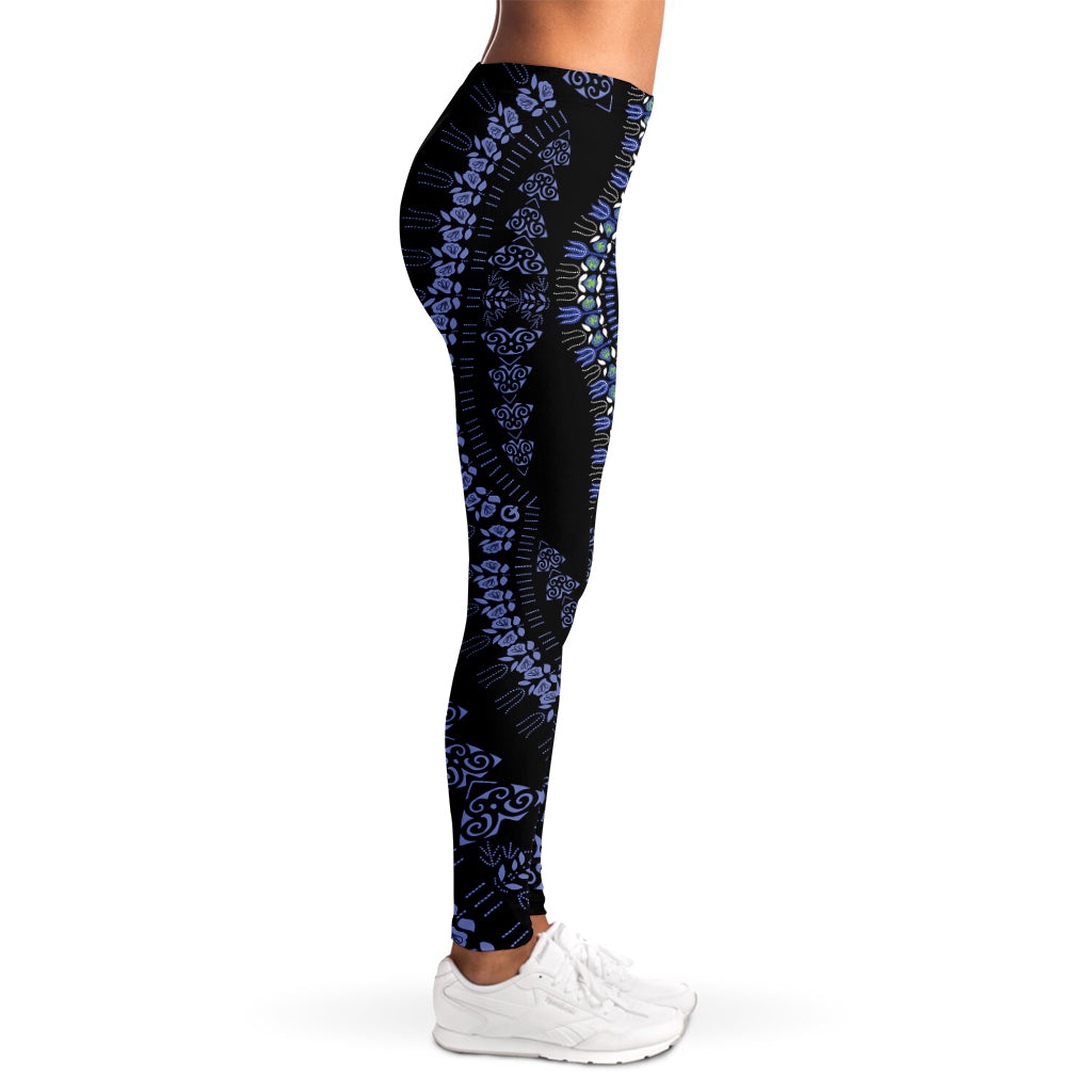 Blue And Black African Dashiki Print Women's Leggings