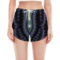 Blue And Black African Dashiki Print Women's Split Running Shorts