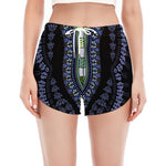 Blue And Black African Dashiki Print Women's Split Running Shorts