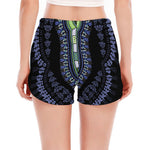 Blue And Black African Dashiki Print Women's Split Running Shorts