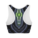 Blue And Black African Dashiki Print Women's Sports Bra