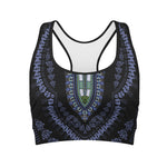 Blue And Black African Dashiki Print Women's Sports Bra
