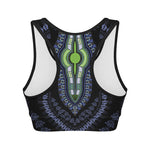 Blue And Black African Dashiki Print Women's Sports Bra