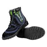 Blue And Black African Dashiki Print Work Boots