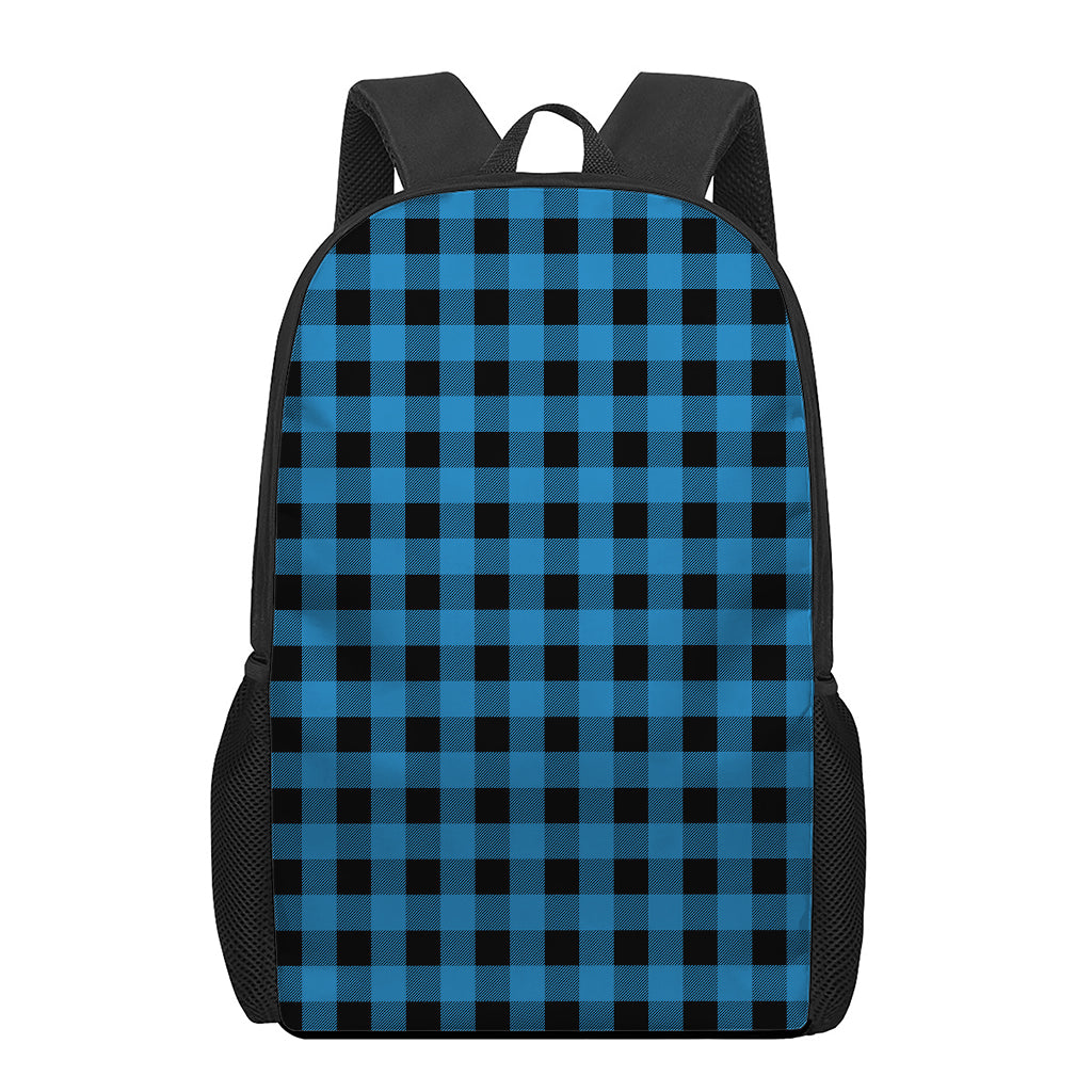 Blue And Black Buffalo Check Print 17 Inch Backpack