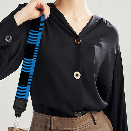 Blue And Black Buffalo Check Print Bag Strap