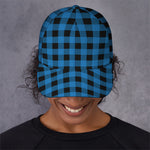 Blue And Black Buffalo Check Print Baseball Cap