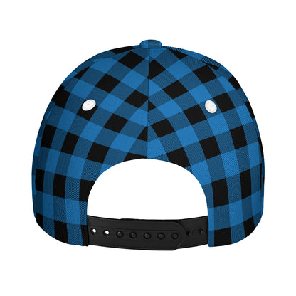 Blue And Black Buffalo Check Print Baseball Cap