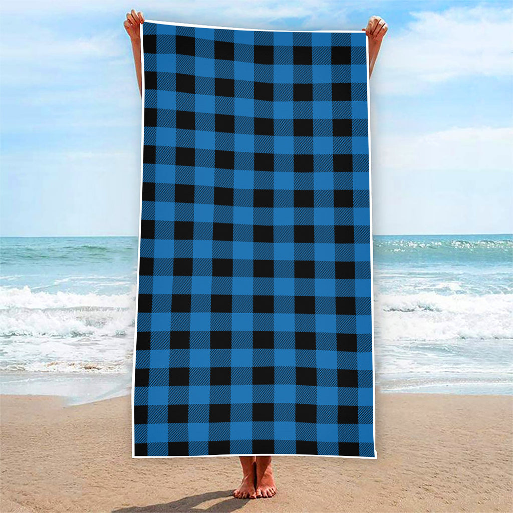 Blue And Black Buffalo Check Print Beach Towel