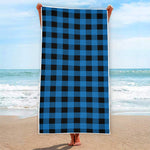 Blue And Black Buffalo Check Print Beach Towel