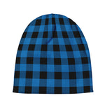 Blue And Black Buffalo Check Print Beanie
