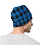 Blue And Black Buffalo Check Print Beanie