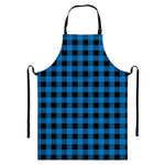 Blue And Black Buffalo Check Print Bib Apron With Pocket