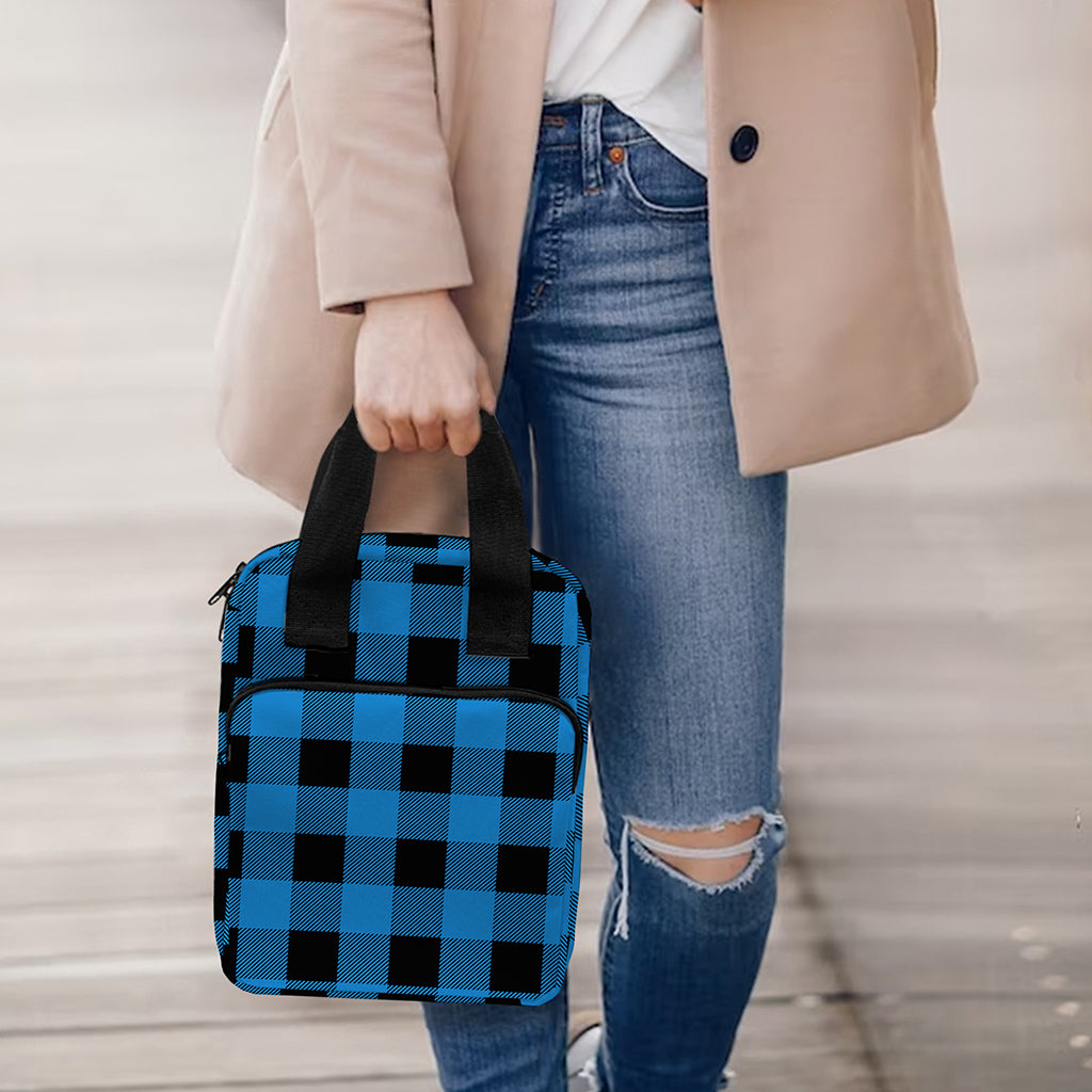 Blue And Black Buffalo Check Print Bible Tote Bag