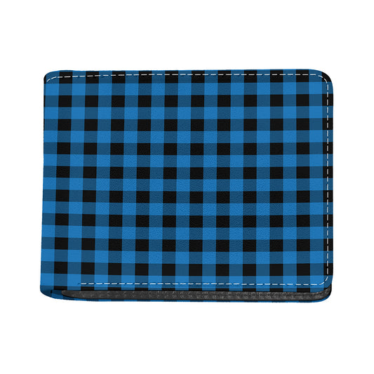 Blue And Black Buffalo Check Print Bifold Wallet