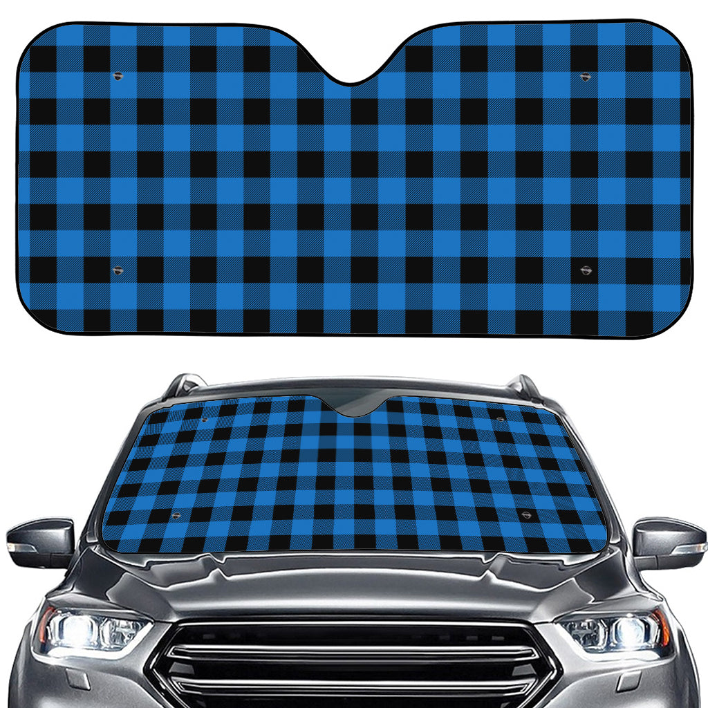 Blue And Black Buffalo Check Print Car Windshield Sun Shade