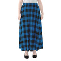 Blue And Black Buffalo Check Print Chiffon Maxi Skirt