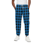 Blue And Black Buffalo Check Print Cotton Pants