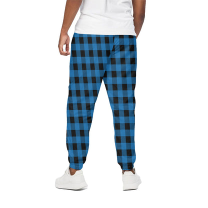 Blue And Black Buffalo Check Print Cotton Pants