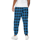 Blue And Black Buffalo Check Print Cotton Pants
