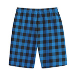 Blue And Black Buffalo Check Print Cotton Shorts