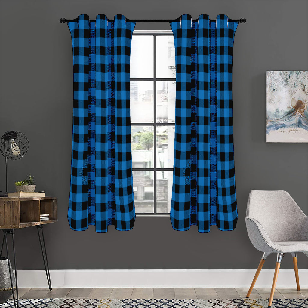 Blue And Black Buffalo Check Print Curtain