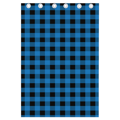 Blue And Black Buffalo Check Print Curtain