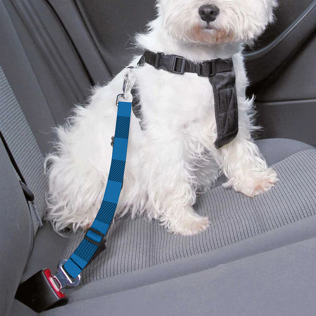 Blue And Black Buffalo Check Print Dog Seat Belt