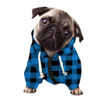 Blue And Black Buffalo Check Print Dog Zip Up Hoodie