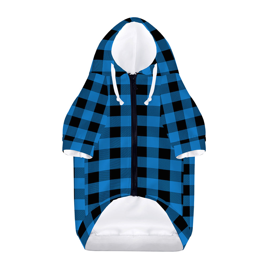 Blue And Black Buffalo Check Print Dog Zip Up Hoodie