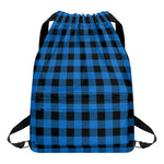 Blue And Black Buffalo Check Print Drawstring Backpack
