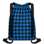 Blue And Black Buffalo Check Print Drawstring Backpack