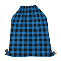 Blue And Black Buffalo Check Print Drawstring Bag