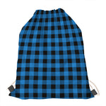 Blue And Black Buffalo Check Print Drawstring Bag