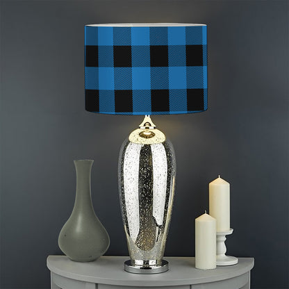 Blue And Black Buffalo Check Print Drum Lamp Shade