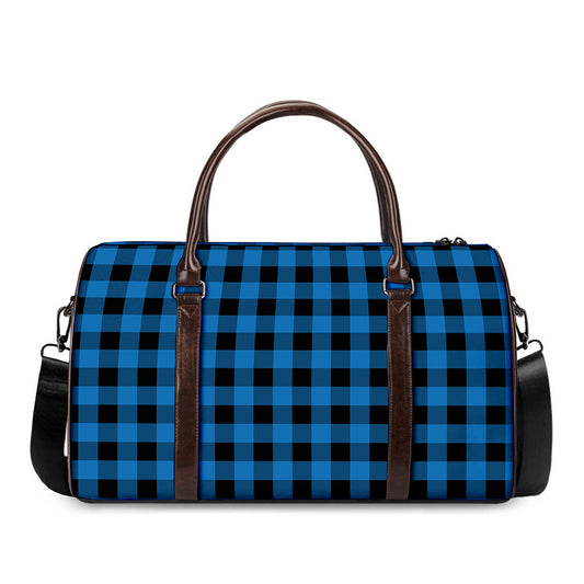 Blue And Black Buffalo Check Print Duffle Bag