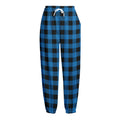 Blue And Black Buffalo Check Print Fleece Lined Knit Pants