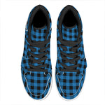 Blue And Black Buffalo Check Print High Top Leather Sneakers