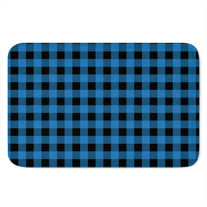 Blue And Black Buffalo Check Print Indoor Door Mat