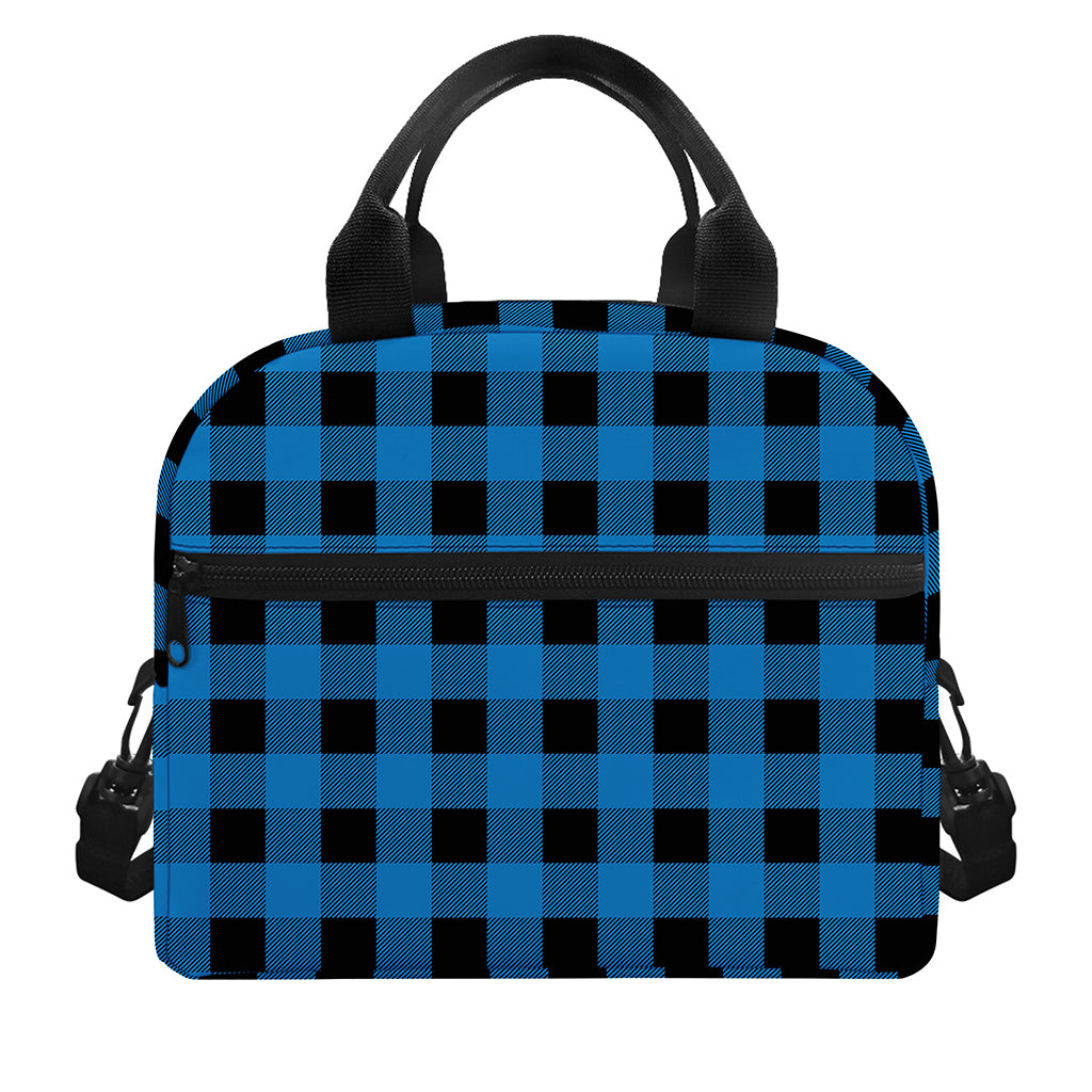 Blue And Black Buffalo Check Print Insulated Lunch Bag
