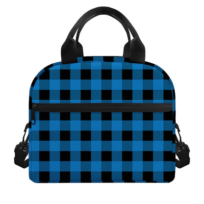 Blue And Black Buffalo Check Print Insulated Lunch Bag