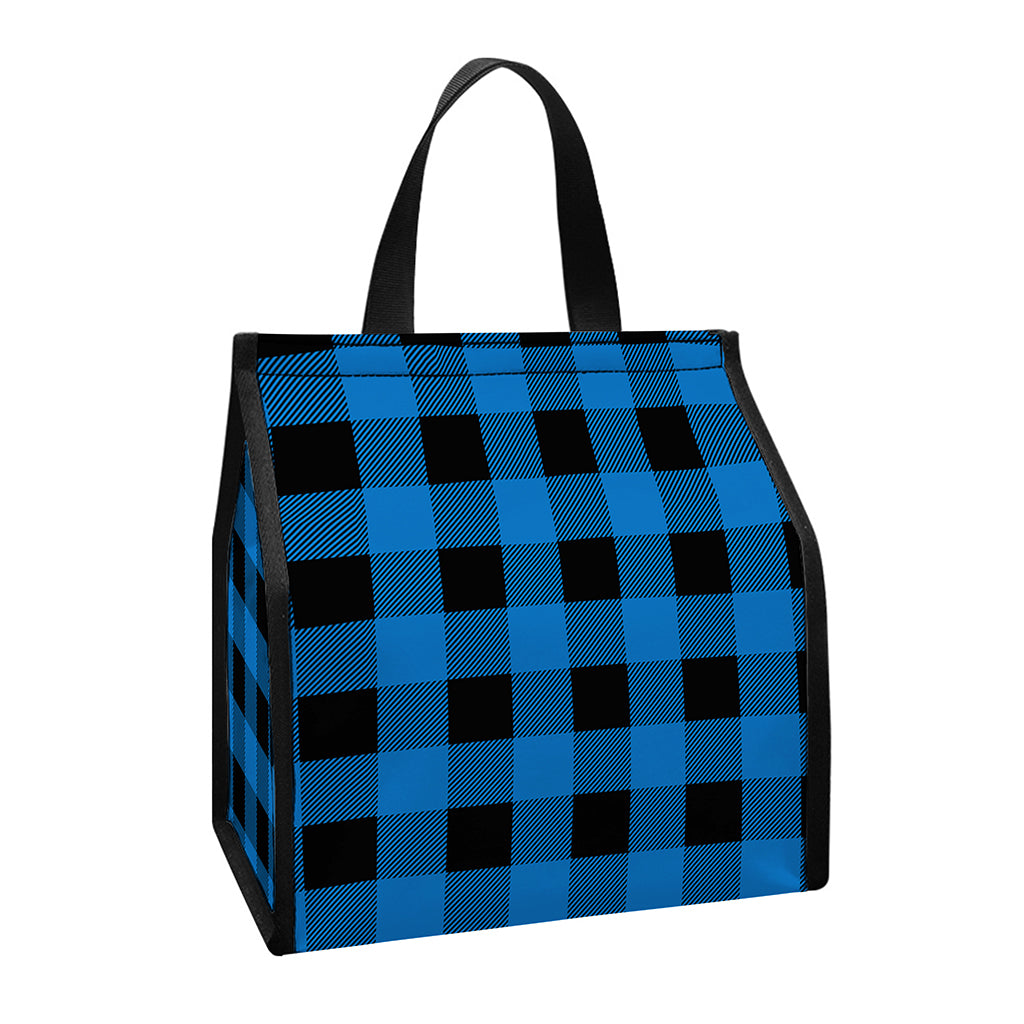 Blue And Black Buffalo Check Print Insulated Lunch Tote
