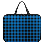 Blue And Black Buffalo Check Print Laptop Sleeve With Handle