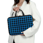 Blue And Black Buffalo Check Print Laptop Sleeve With Handle