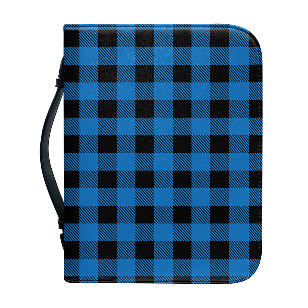 Blue And Black Buffalo Check Print Leather Bible Cover