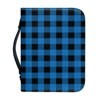 Blue And Black Buffalo Check Print Leather Bible Cover