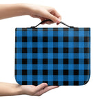 Blue And Black Buffalo Check Print Leather Bible Cover